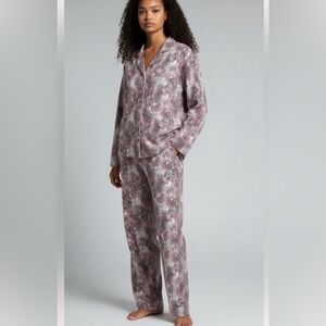SKIMS Bloom Mini Multi Animal Long Sleeve Pajama Set Pink Leopard Size S